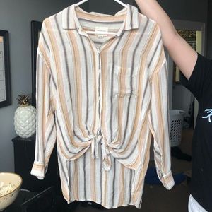 stripped button down with front tie